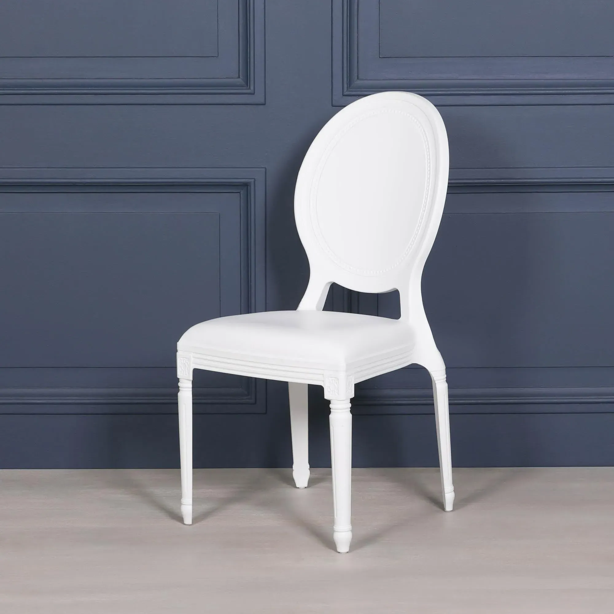 Louis Oval Back Dining Chair Set of 2 - White