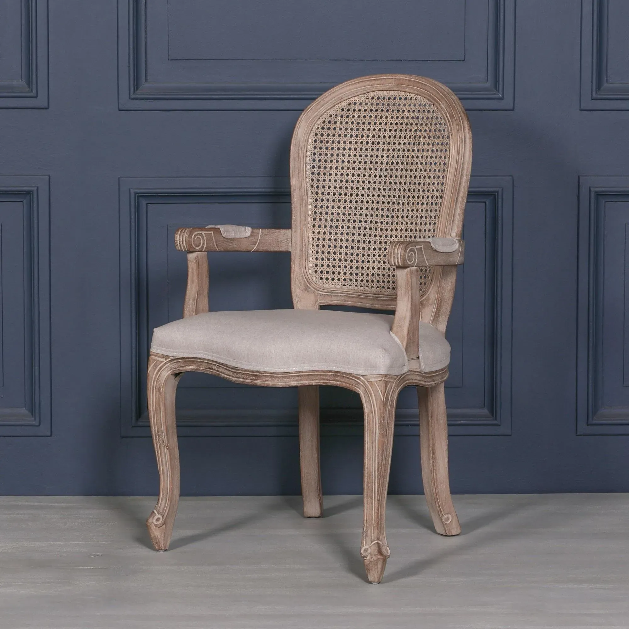 Louise Dining Armchair - Birch Wood, Rattan