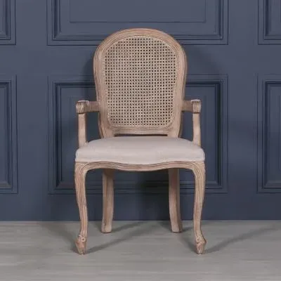 Louise Dining Armchair - Birch Wood, Rattan