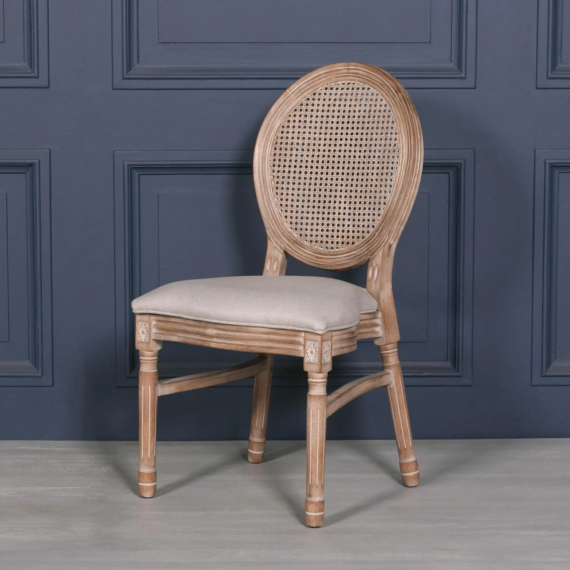 Louise Oval Back Dining Chair - Birch Wood, Rattan