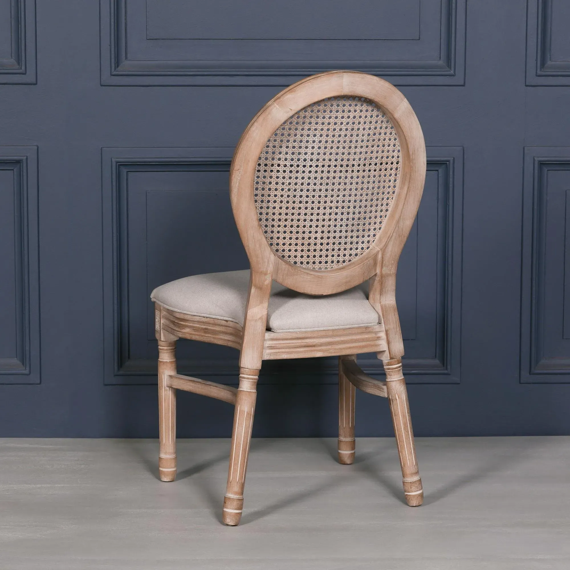 Louise Oval Back Dining Chair - Birch Wood, Rattan