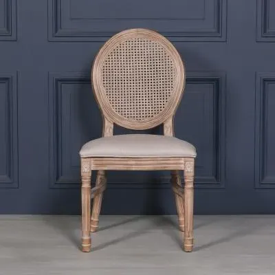 Louise Oval Back Dining Chair - Birch Wood, Rattan image