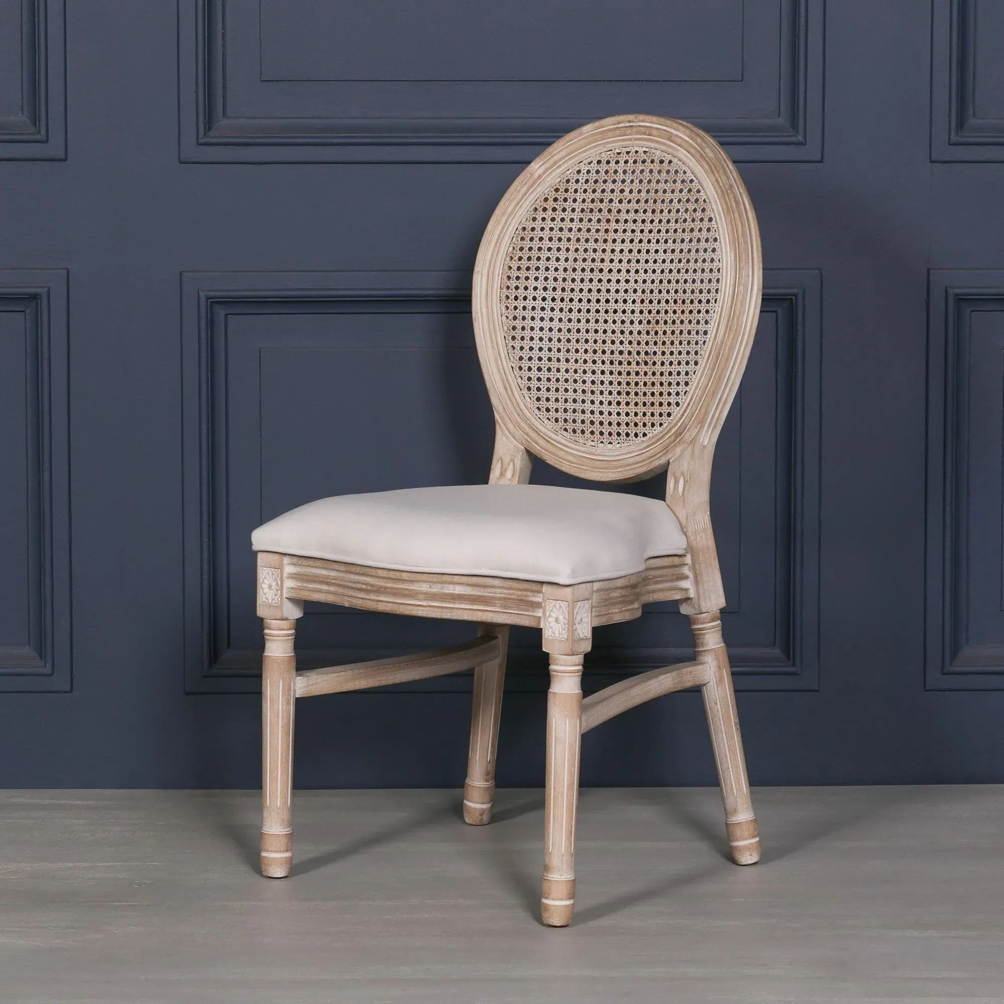 Louise Oval Back Dining Chair - Light Wood, Linen