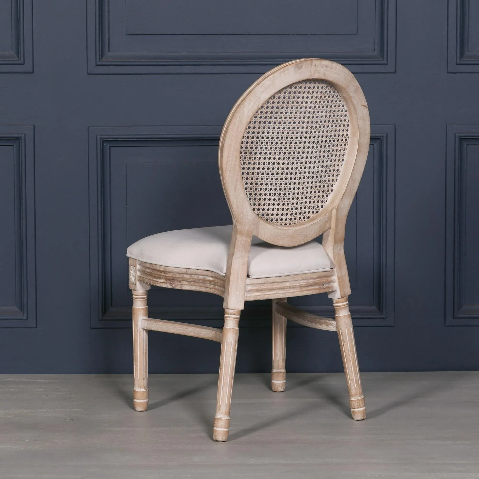 Louise Oval Back Dining Chair - Light Wood, Linen