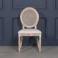 Louise Oval Back Dining Chair - Light Wood, Linen