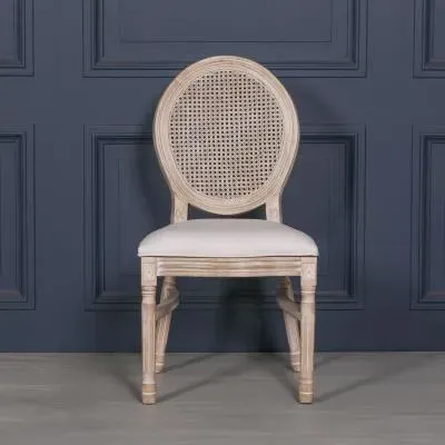 Louise Oval Back Dining Chair - Light Wood, Linen