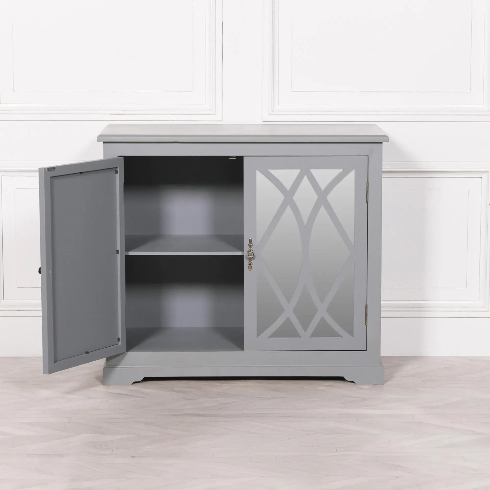 Maison 2 Door Cupboard with Mirrored Doors - Grey