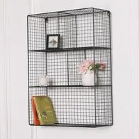 Maison 5 Compartment Wall Shelf - Black, Metal
