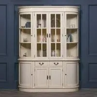 Maison Curved Display Cabinet with Glass Doors - Cream, Mahogany