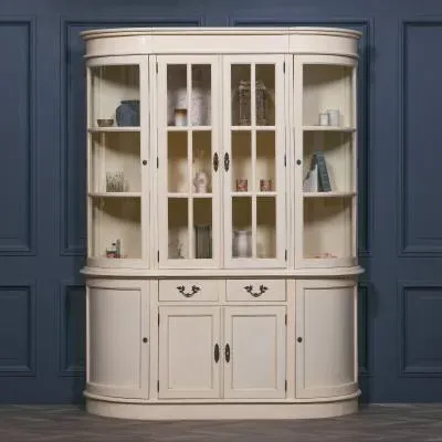 Maison Curved Display Cabinet with Glass Doors - Cream, Mahogany image