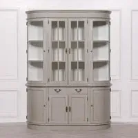 Maison Curved Display Cabinet with Glass Doors - Grey, Mahogany