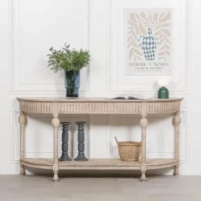 Maison Curved Large Console Table - Acacia Wood