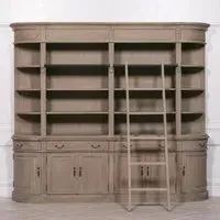 Maison Extra Large Curved Display Cabinet with Ladder - White, Cedar