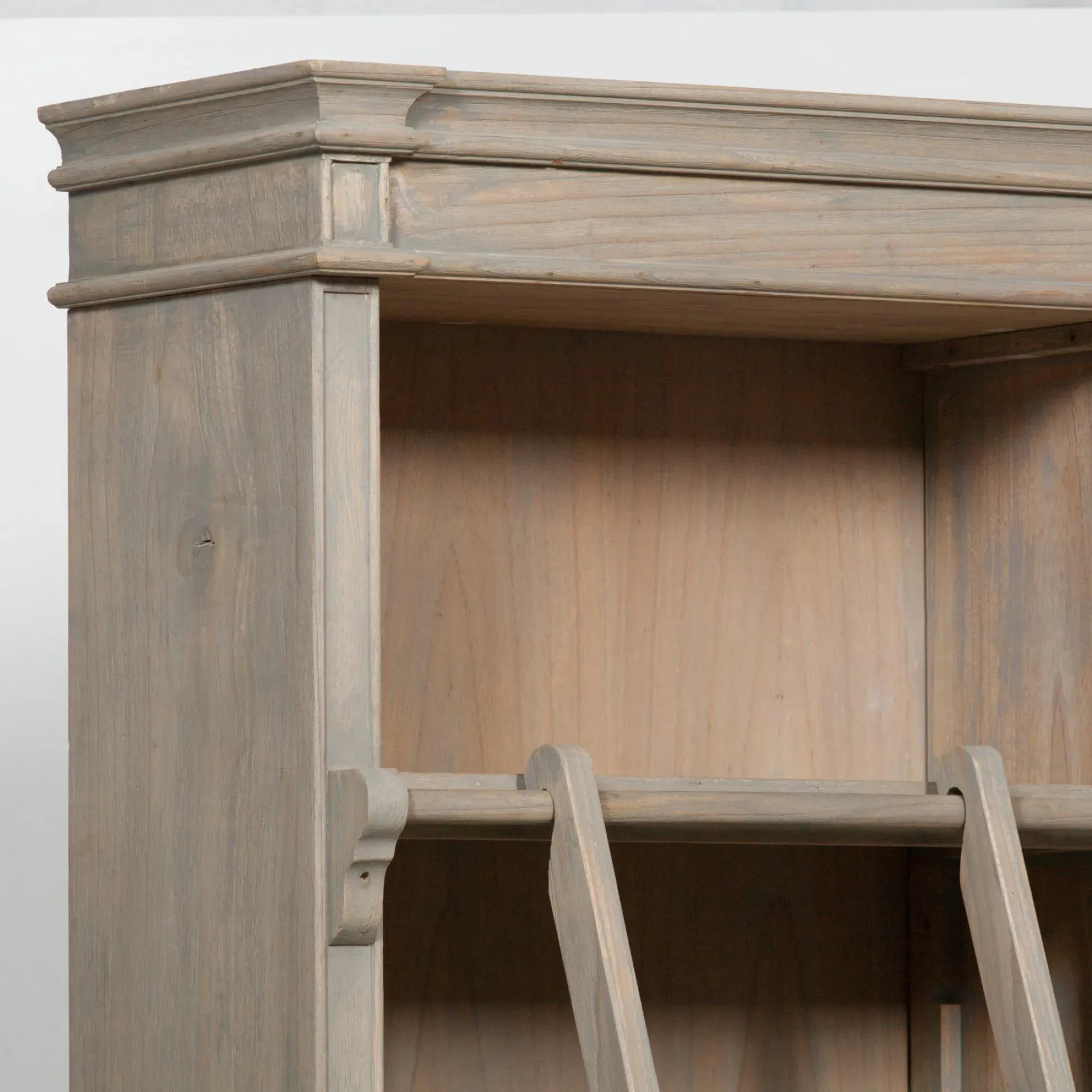 Maison Large Bookcase with Ladder - White, Cedar Wood