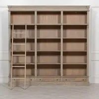 Maison Large Bookcase with Ladder - White, Cedar Wood