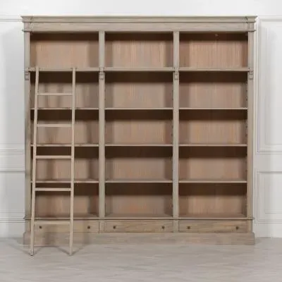 Maison Large Bookcase with Ladder - White, Cedar Wood image