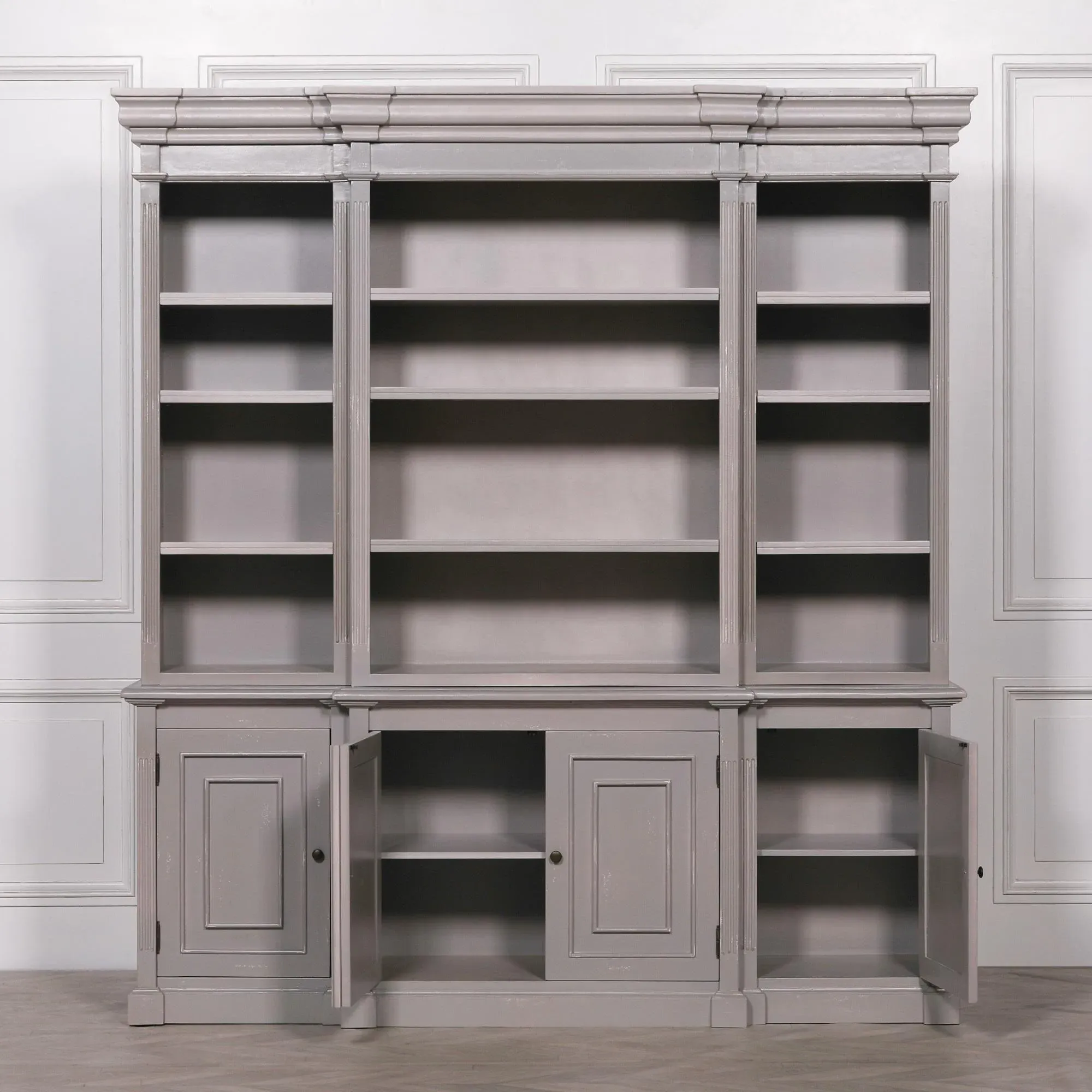 Maison Large Display Cabinet - Distressed Grey, Mahogany