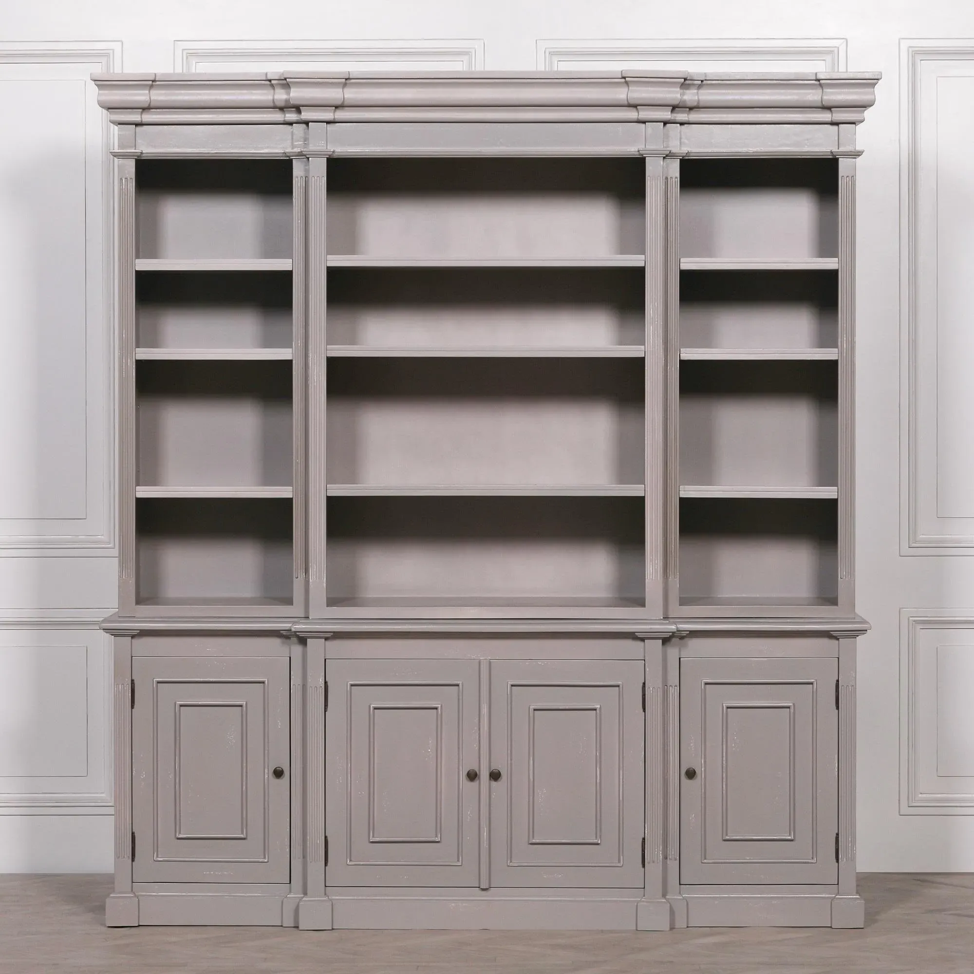 Maison Large Display Cabinet - Distressed Grey, Mahogany