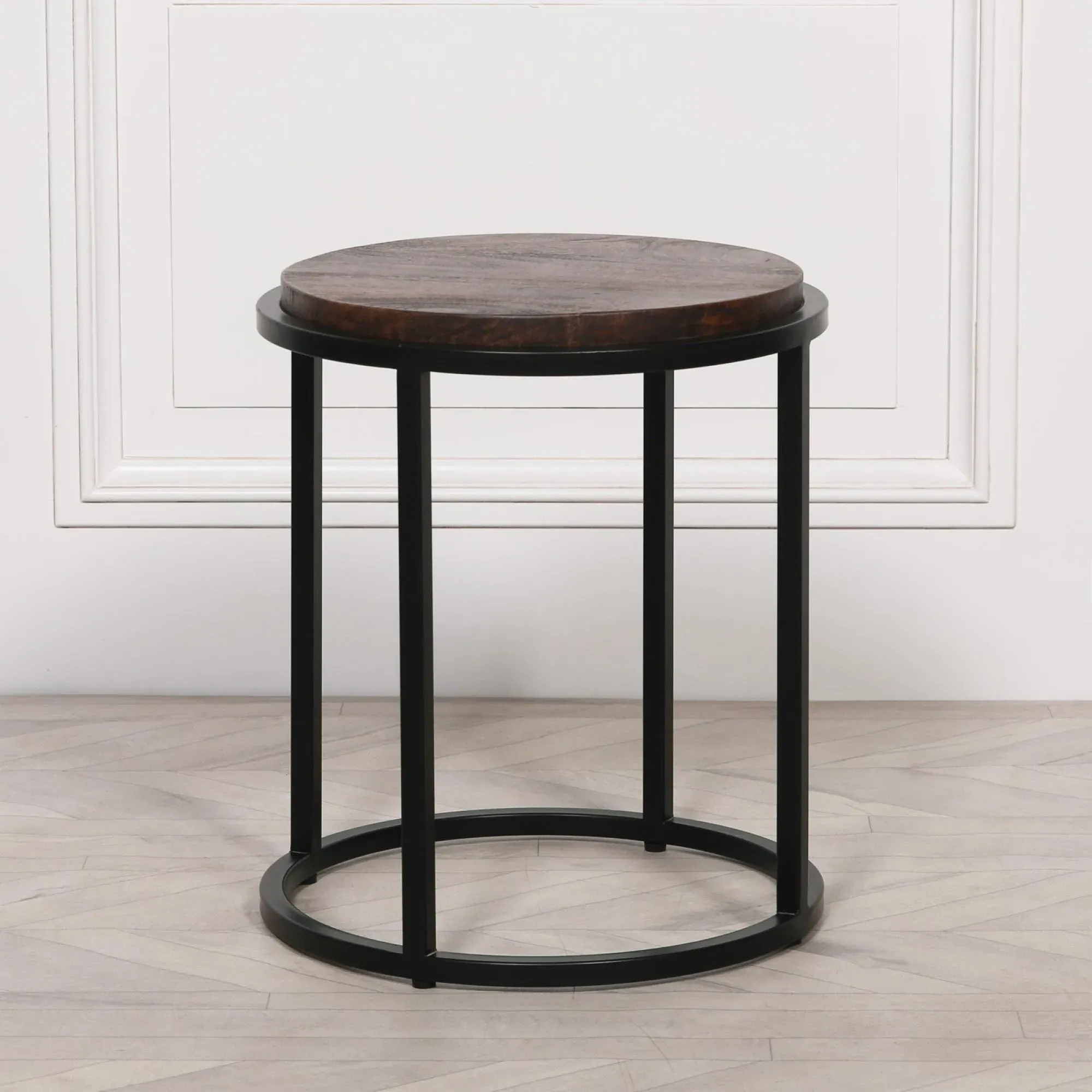 Maison Round Side Table - Black, Mango Wood