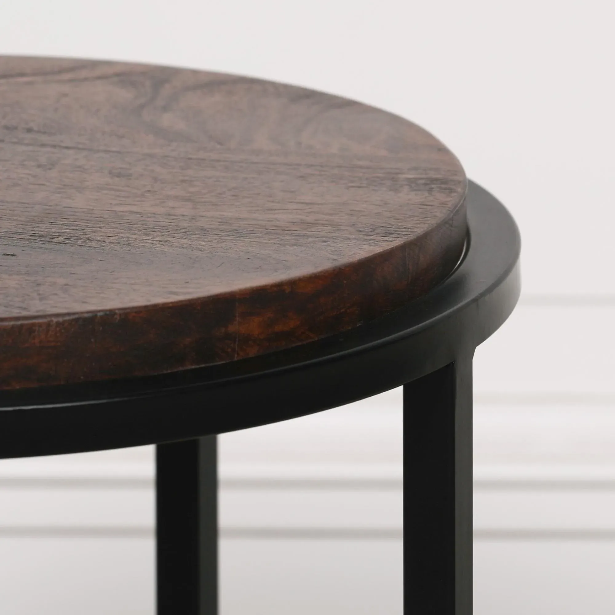 Maison Round Side Table - Black, Mango Wood