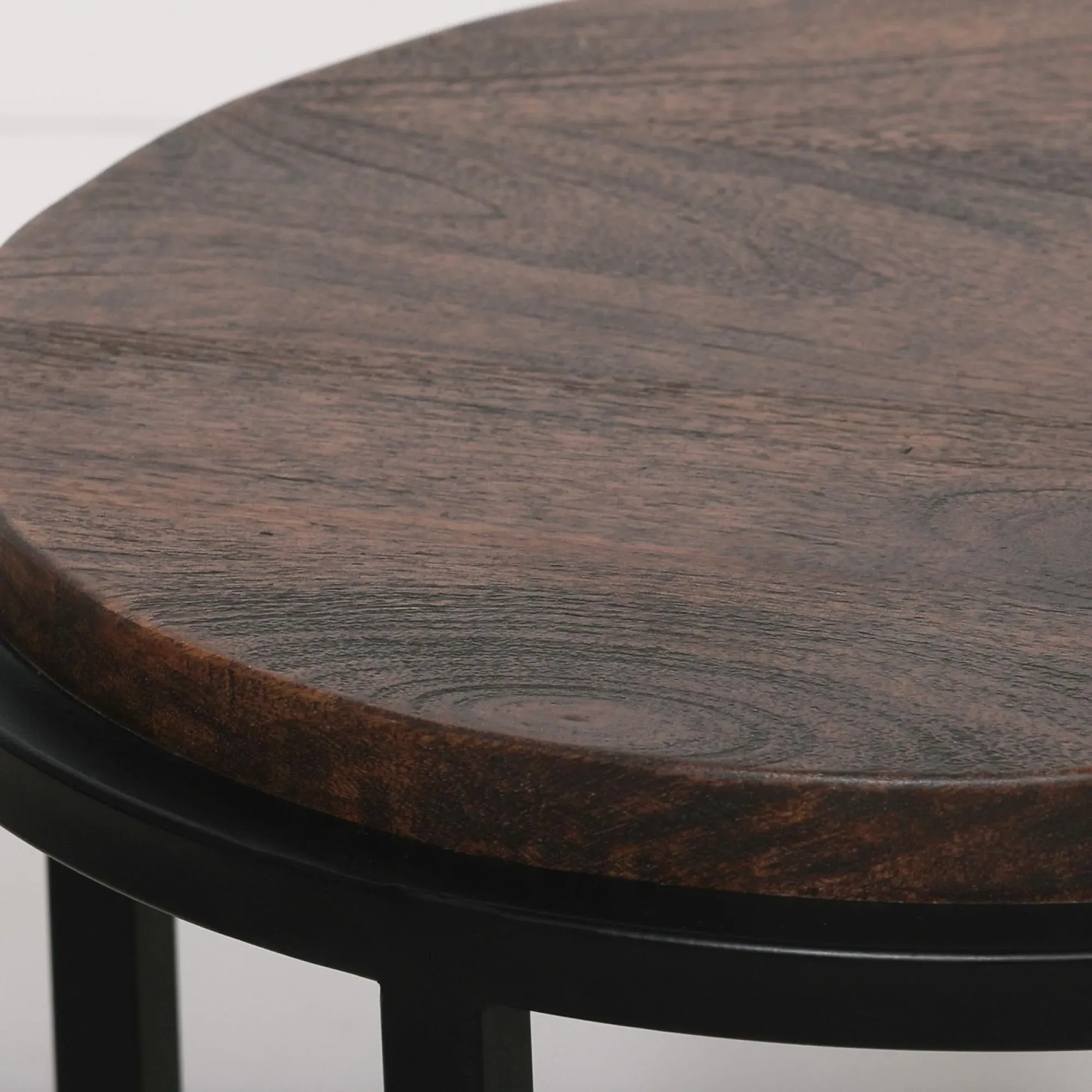 Maison Round Side Table - Black, Mango Wood