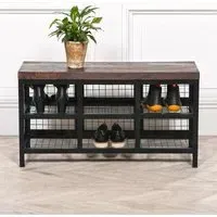 Maison Shoe Rack Bench with Storage - Black, Mango Wood