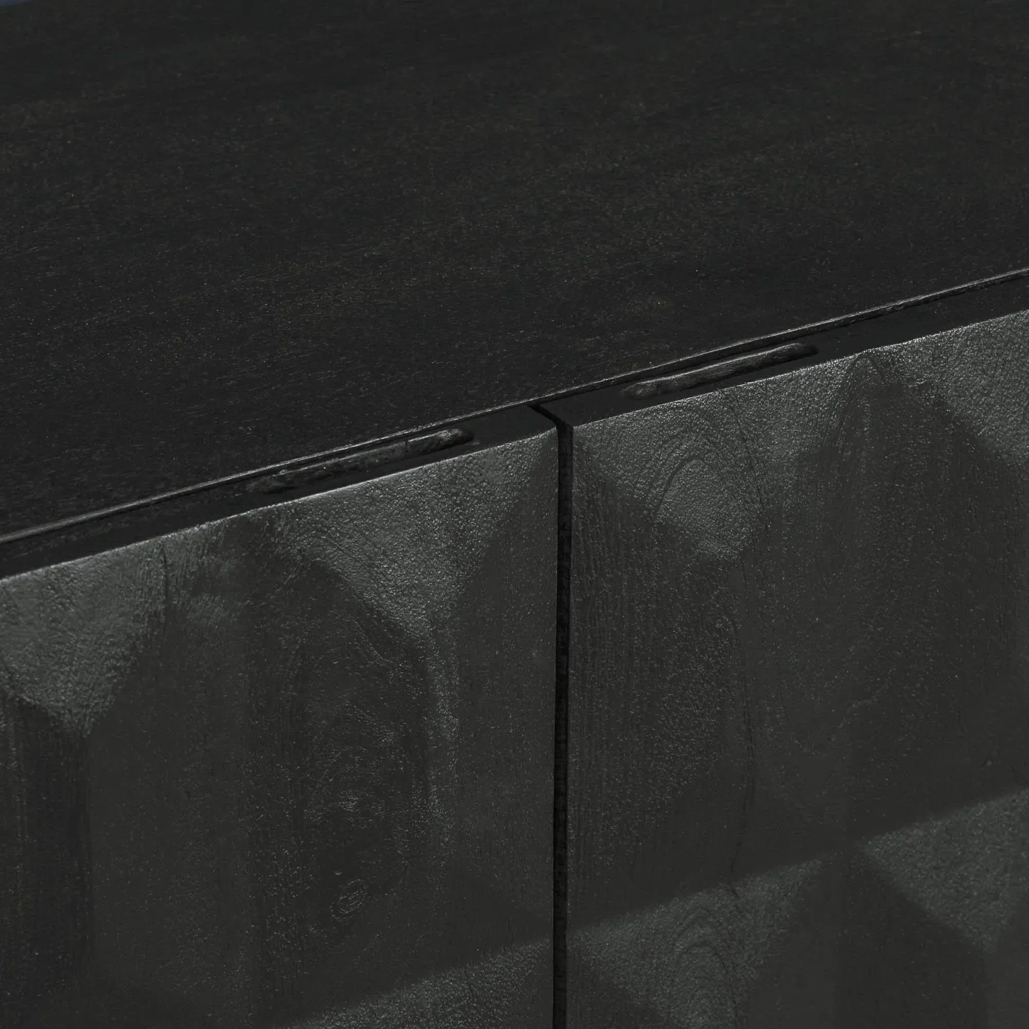 Mango Wood 4 Door Sideboard with Diamond Pattern - Black