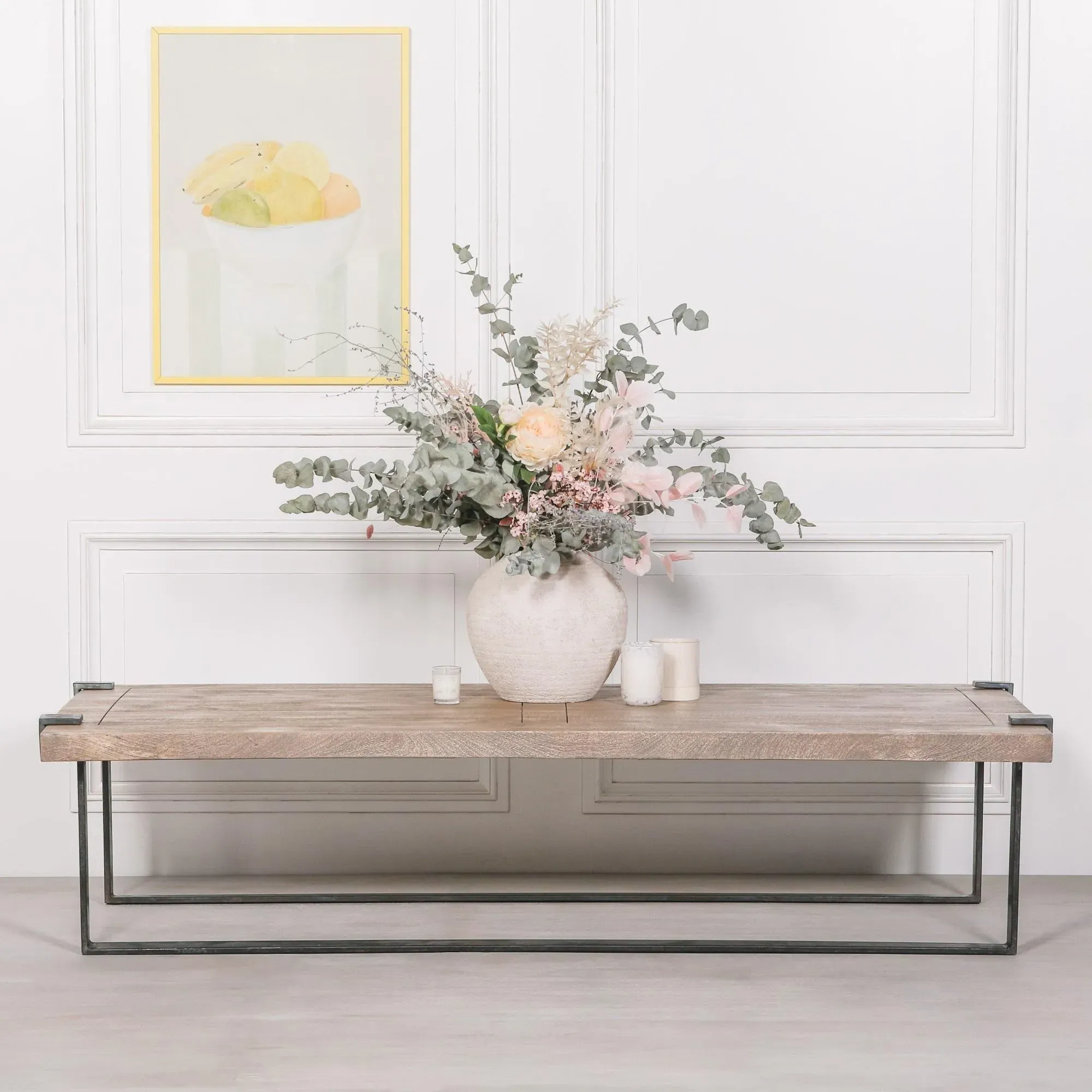 Morse Mango Wood and Metal Large Coffee Table - Natural Rustic