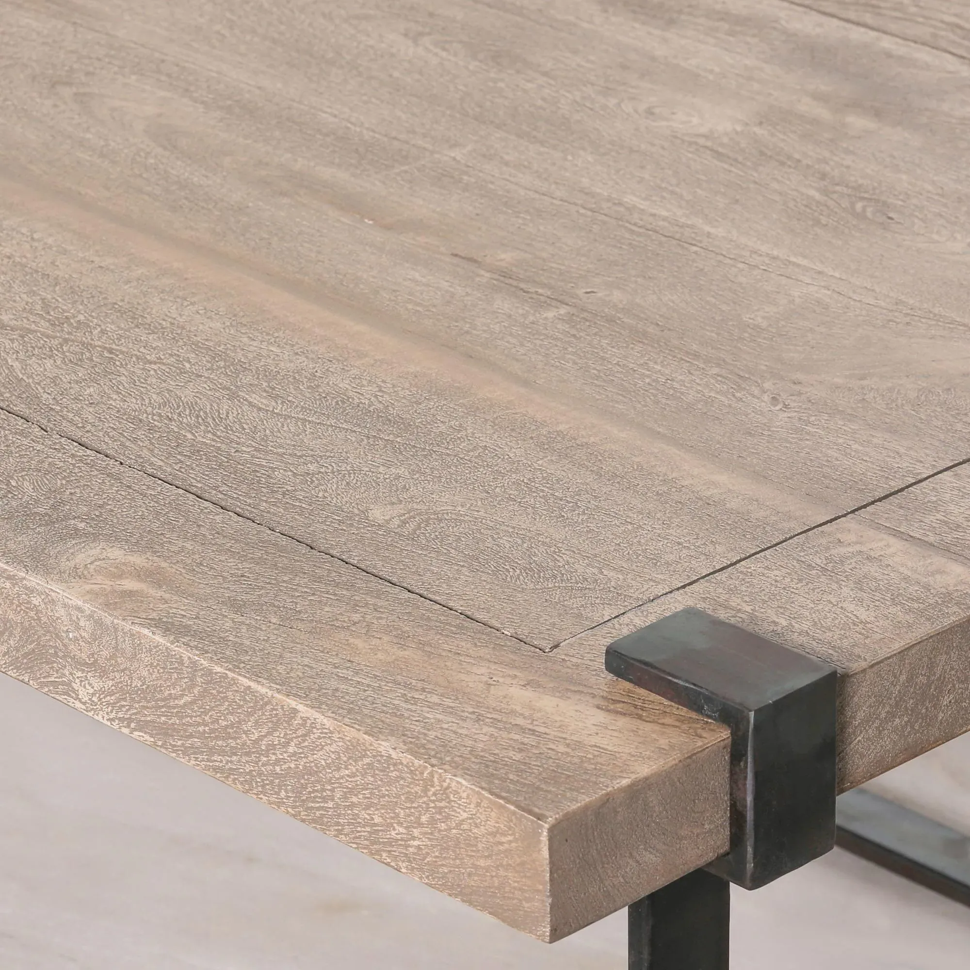 Morse Mango Wood and Metal Large Coffee Table - Natural Rustic