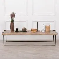 Morse Mango Wood and Metal Large Coffee Table - Natural Rustic