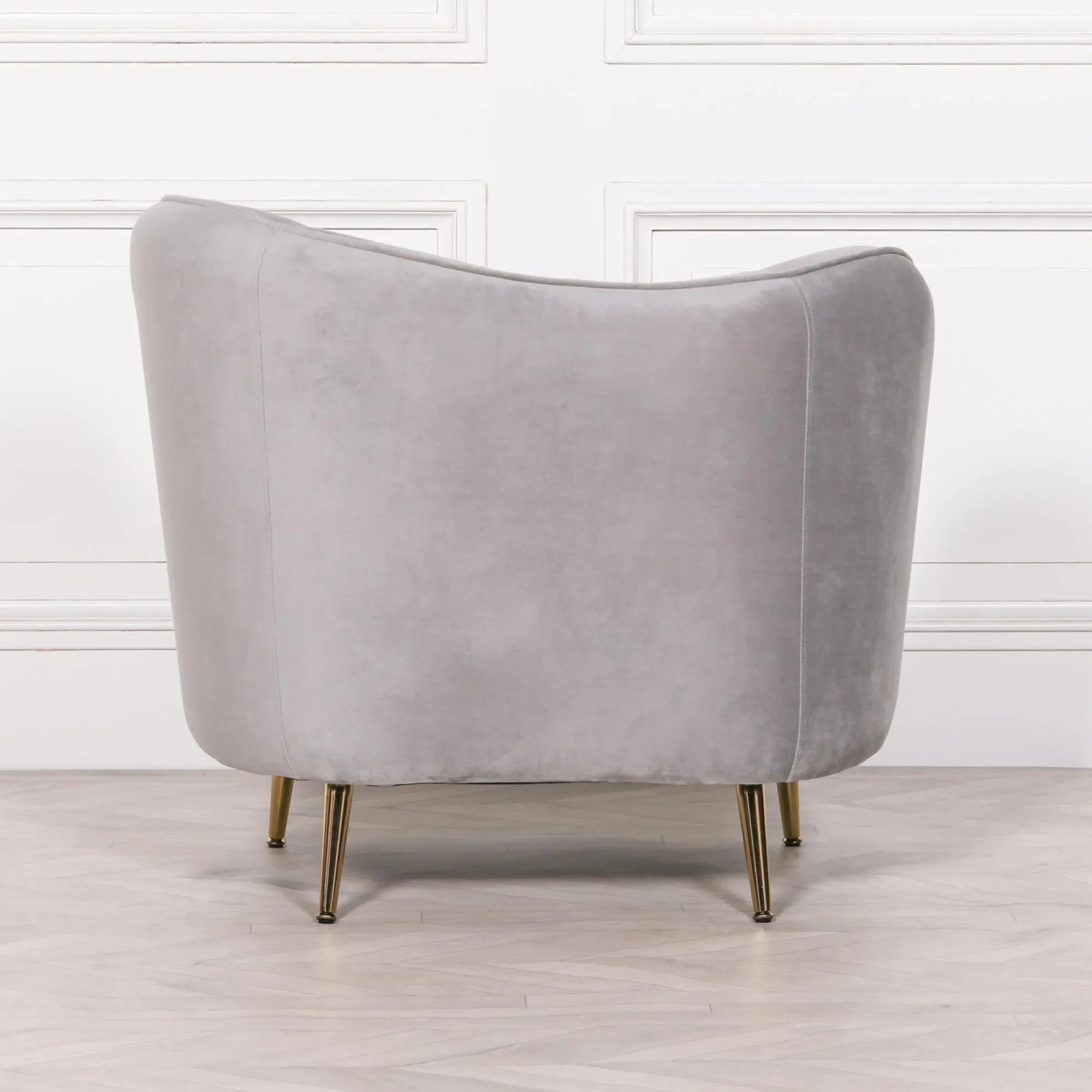 Occasional Armchair with Cushion - Grey, Velvet