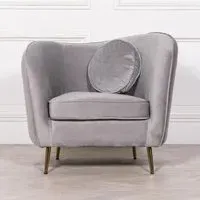Occasional Armchair with Cushion - Grey, Velvet