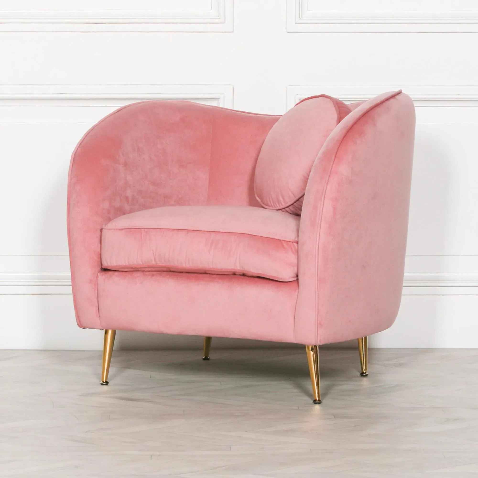 Occasional Armchair with Cushion - Pink, Velvet