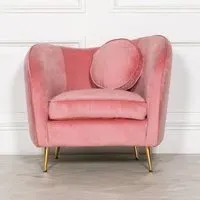 Occasional Armchair with Cushion - Pink, Velvet