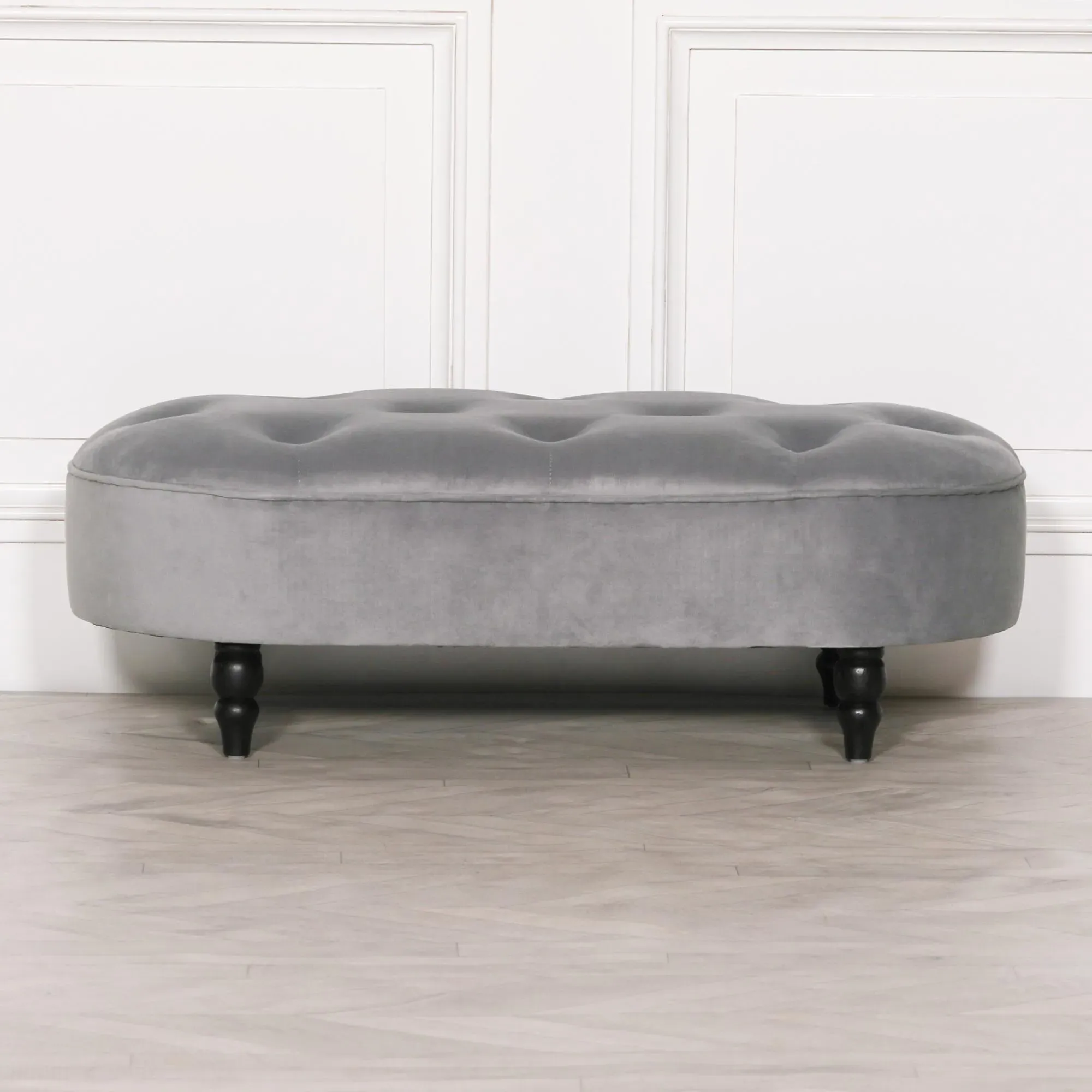 Oval Bench - Grey, Velvet