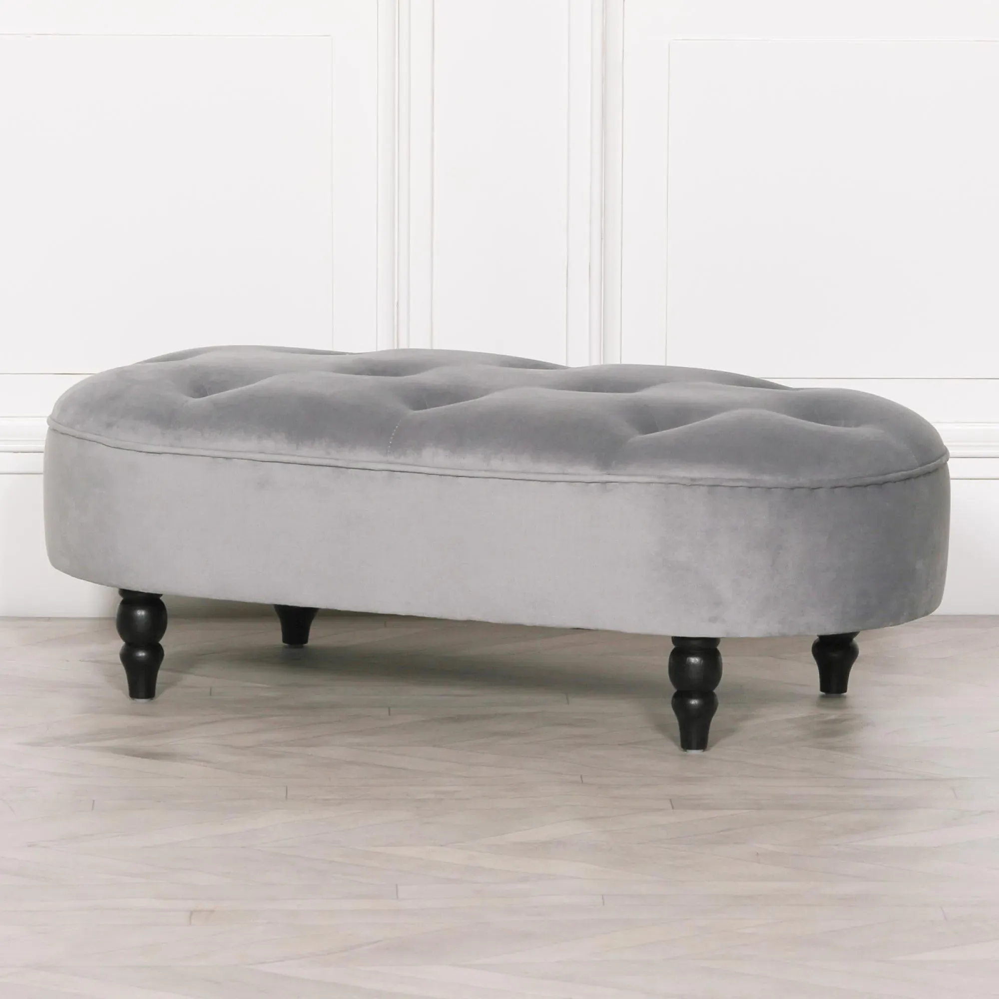 Oval Bench - Grey, Velvet