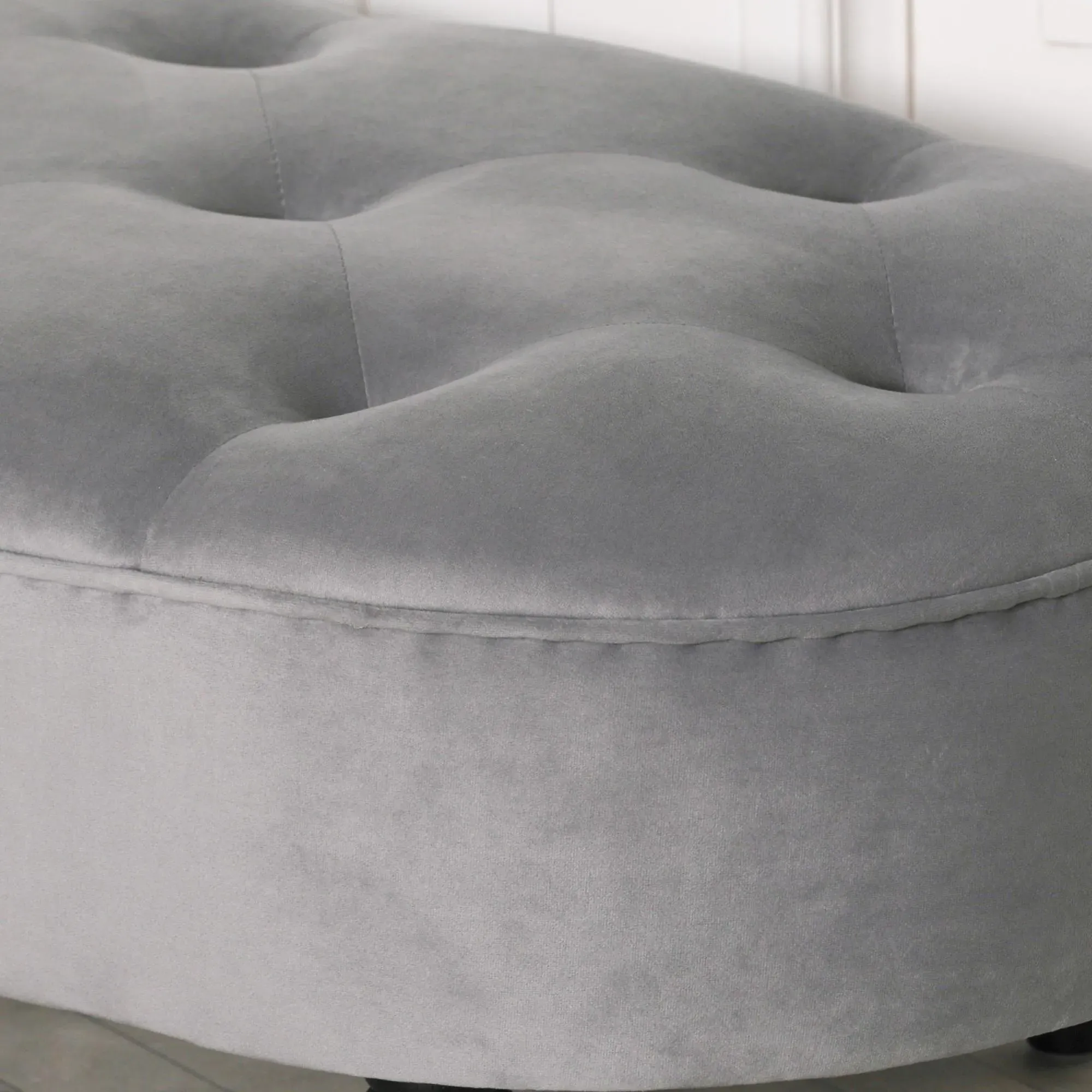 Oval Bench - Grey, Velvet