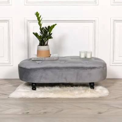 Oval Bench - Grey, Velvet image