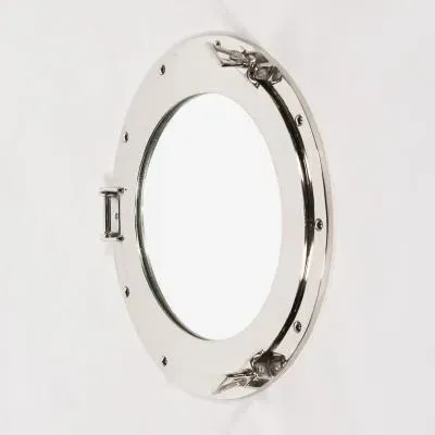 Port Hole Large Round Mirror - Silver