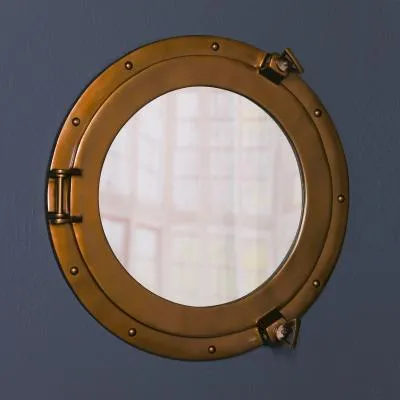 Port Hole Round Mirror - Antique Brass image