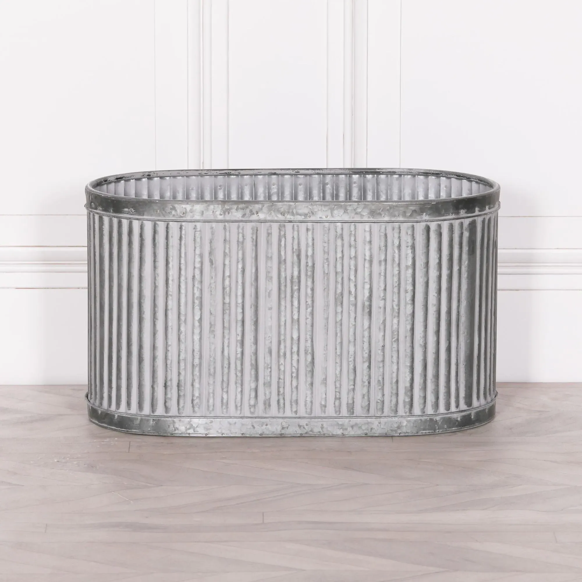 Ribbed Metal Large Planter