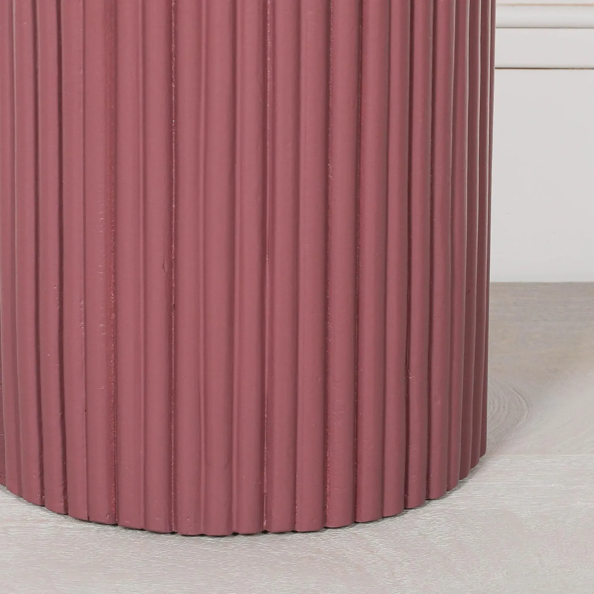 Ribbed Round Side Table - Damson, Mango Wood