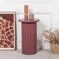 Ribbed Round Side Table - Damson, Mango Wood