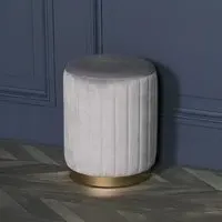 Round Ribbed Stool - Light Grey, Velvet