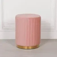 Round Ribbed Stool - Pink, Velvet