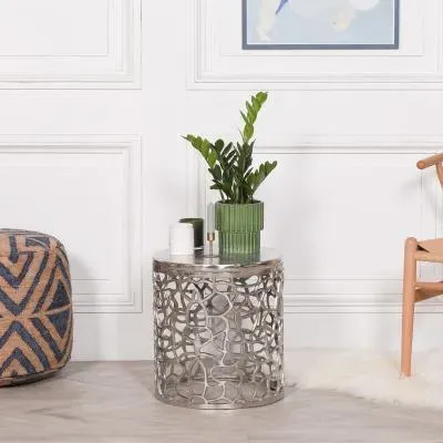 Round Side Table - Silver, Aluminium