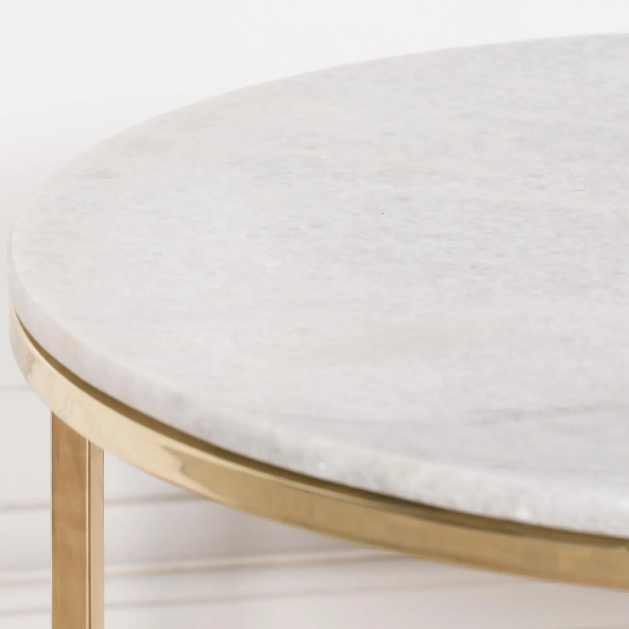 Round Side Table - White, Marble