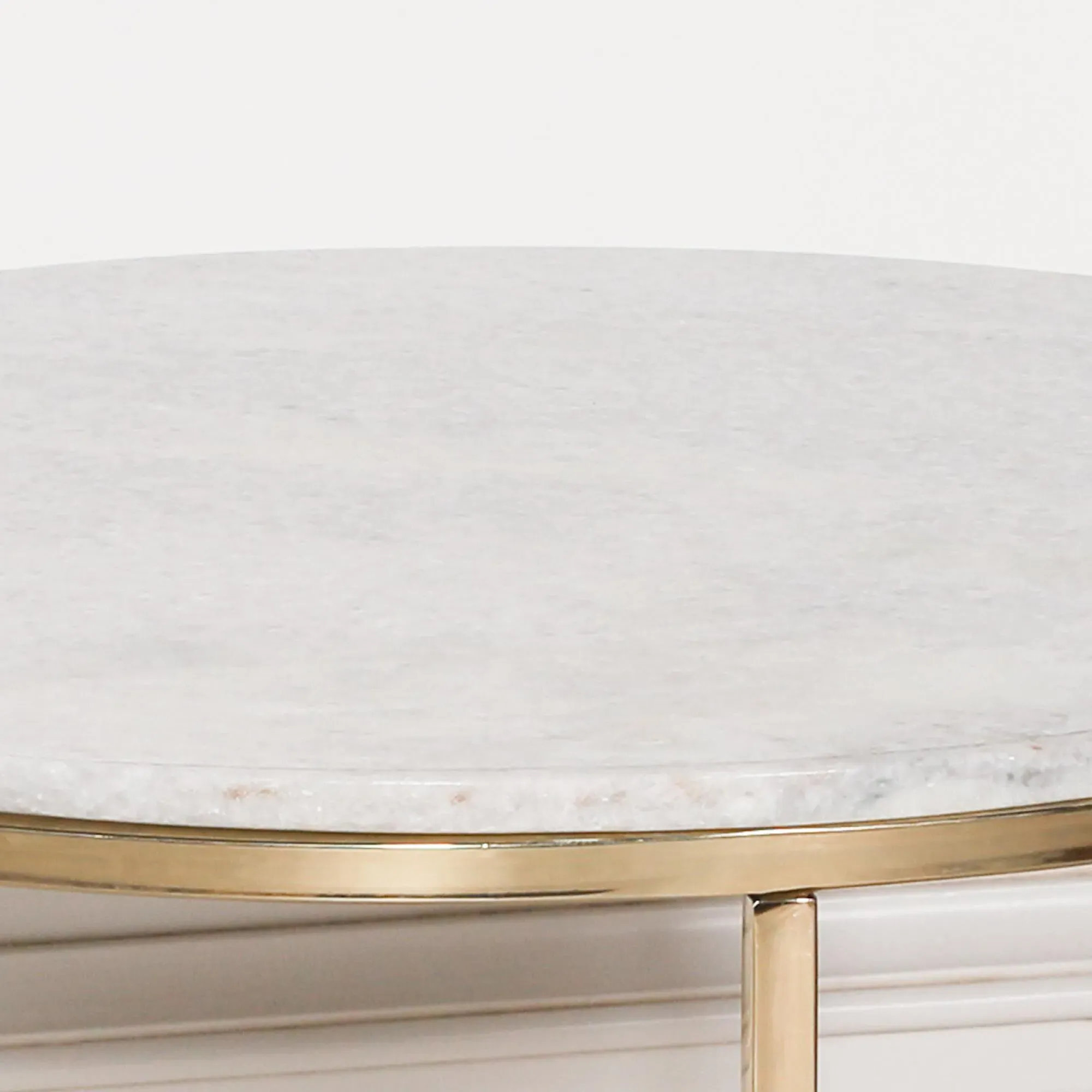 Round Side Table - White, Marble