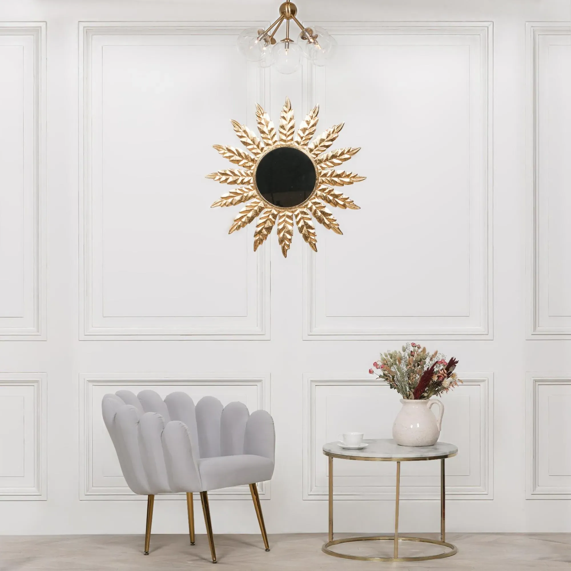 Round Side Table - White, Marble