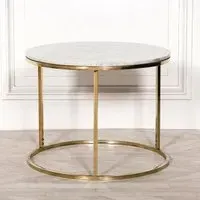 Round Side Table - White, Marble